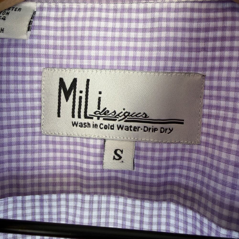 MILI DESIGNS Embroidered Blouse Top Womens Purple S Gingham Check Butterflies - Picture 3 of 9